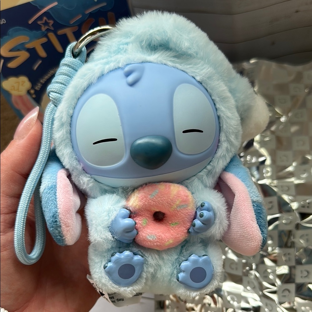 Miniso Disney Stitch Sleepy Donut Plush Keychain - Picture 2 of 5